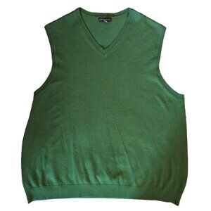 Sweater Vest Lands End Normcore V Neck‎ Green Unisex XL Grandpacore Preppy